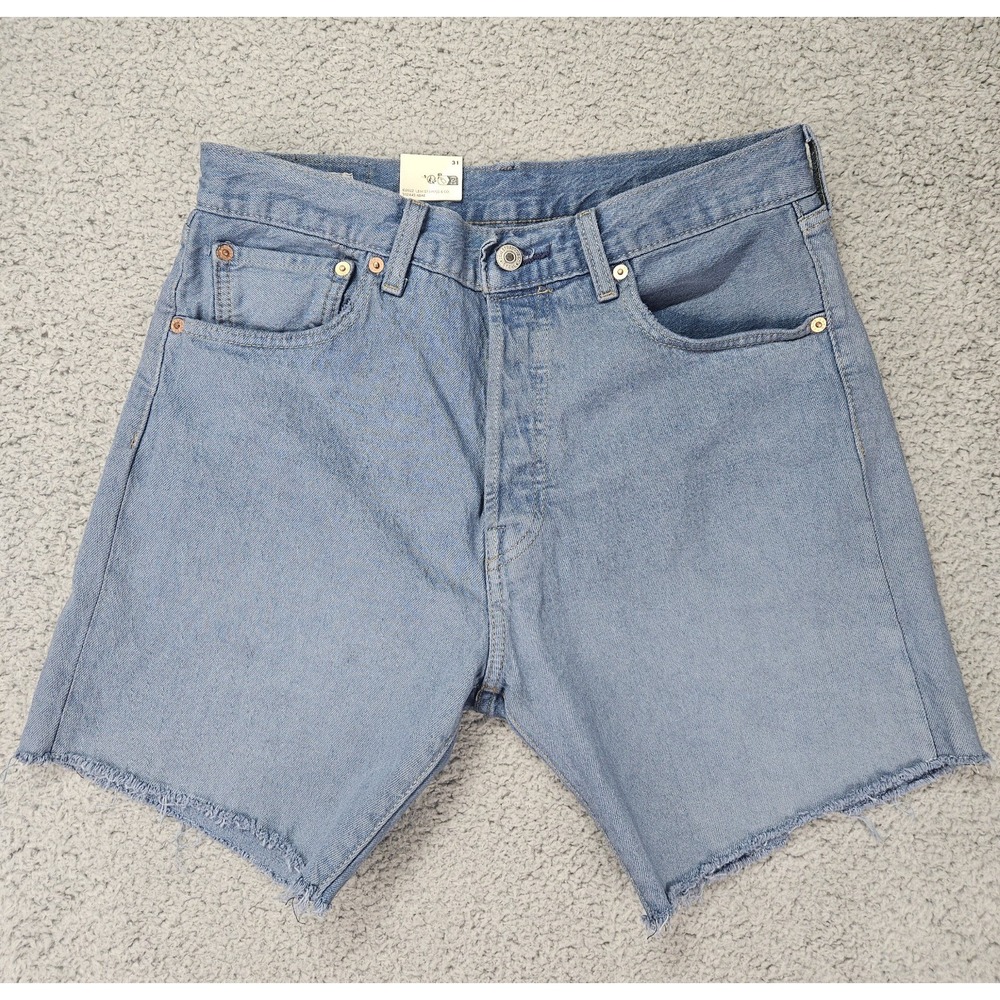 Levi's Premium 501 '93 Denim Shorts Raw Hem Button Fly Stretch Tag 31 Actual 30